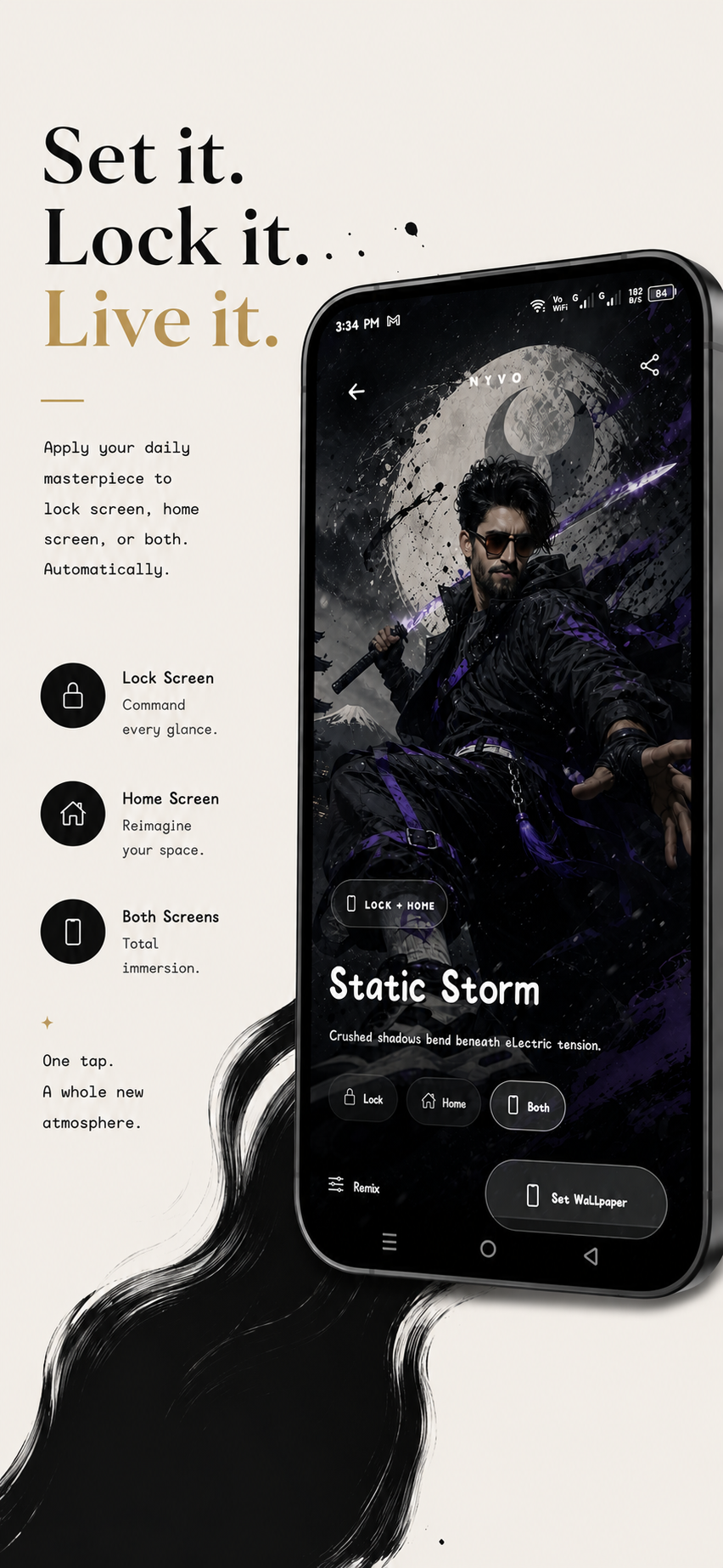 Nyvo wallpaper apply screen