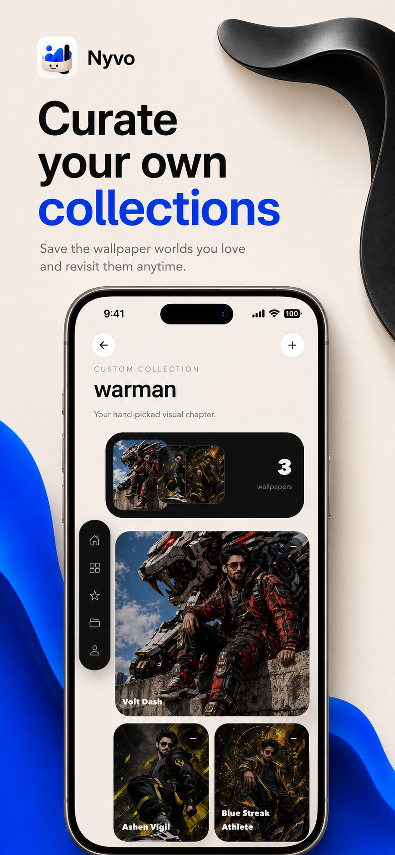 Curated wallpaper collections inside Nyvo