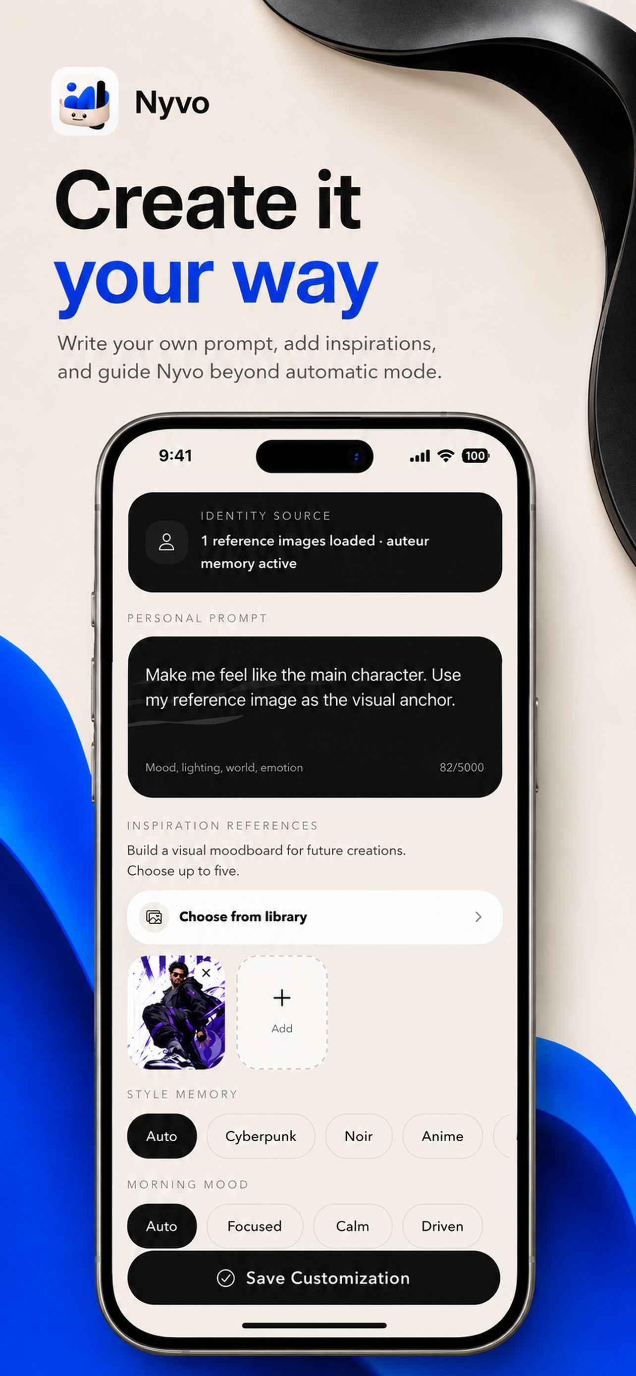 Two ways to create inside the Nyvo app